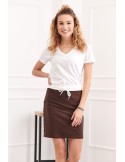 Sports mini skirt with a stripe, brown FI510 - Online store - Boutique